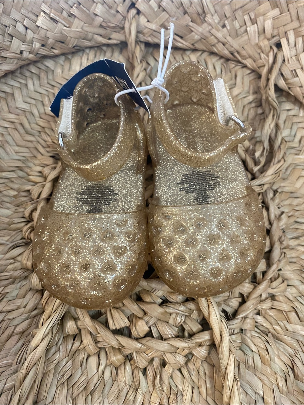 Old Navy Deadstock Gold Glitter Jelly 0-3M Y2K ARCHIVAL PIECE 2012